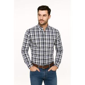 Merona Men's Button Up Shirt Tailored Fit Long Sleeve Multicolor Plaid Size S